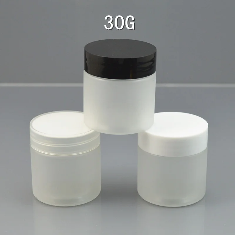 

30grams frosted PET Jar pot white clear black lid cream mask gel essence gel mlisturizer emulsion wax skin care cosmetic packing