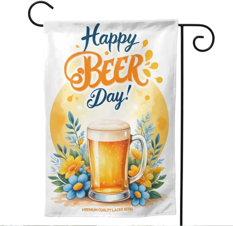 Happy Beer Day Garden Flag Premium Quality Lager Beer Double Sided Polyester Decorative Yard Flag for Outdoor Party Decor 12 hhz