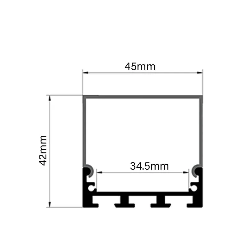 45x42mm Three-Sided Glowing LED Aluminum Profile Surface Mounted Channel Diffuser Cabinet Bathroom Hallway Home Bar Strip Light