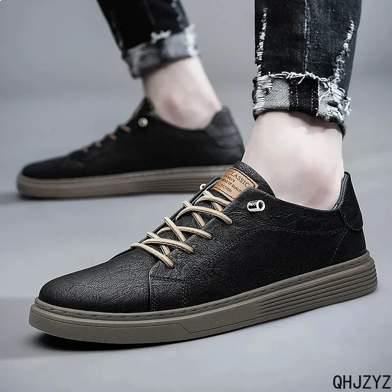 Big Size 36-47 Italian Brand Black Genuine Leather Oxford Shoes Casual Lace Up Flat Sneakers Luxury Shoes for Men