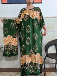 Abaya musulmani per le donne Dubai Djellaba stampato floreale Femme Robe africano arabo o-collo abiti larghi con Maxi sciarpa grande scialle