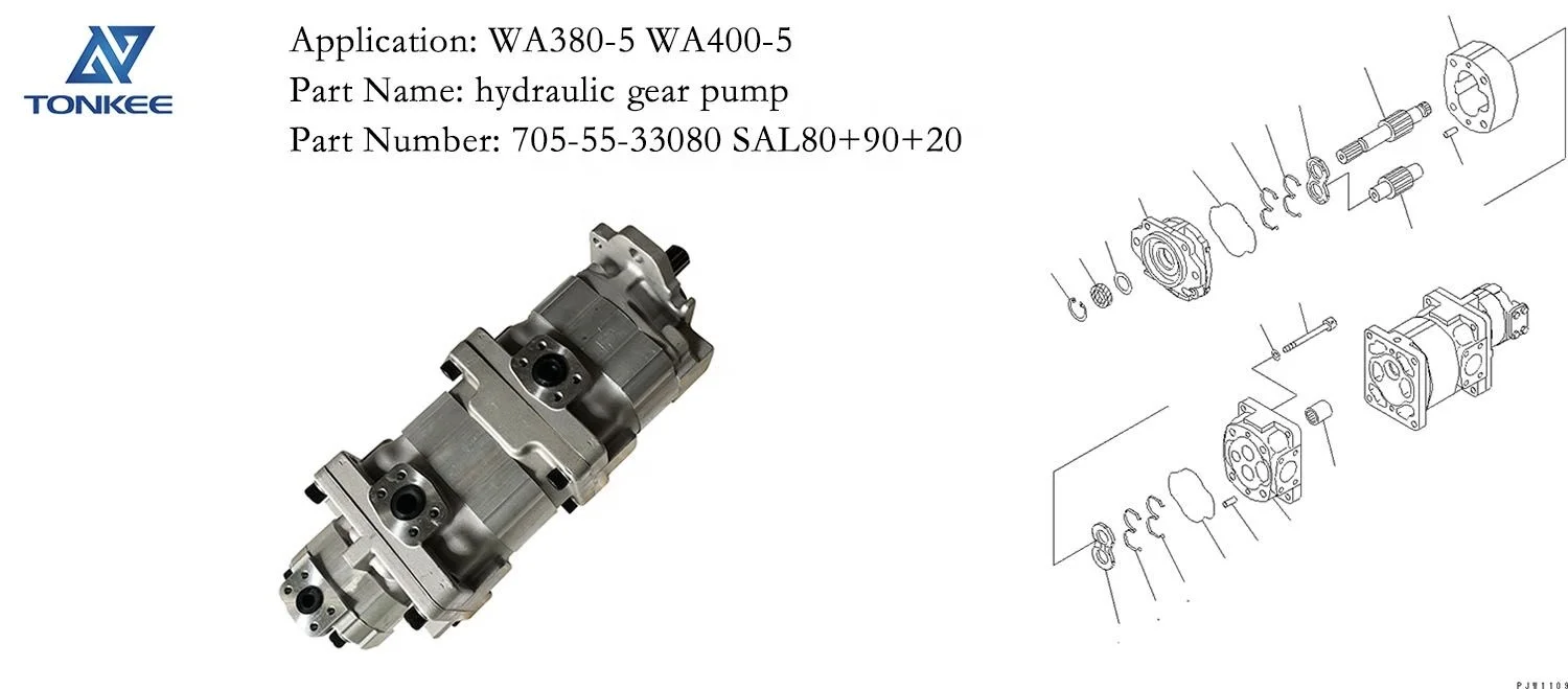 brand new wheel loader and excavator aftermarket parts 705-55-33080 hydraulic gear pump WA380/400-5  loader hydraulic work pump