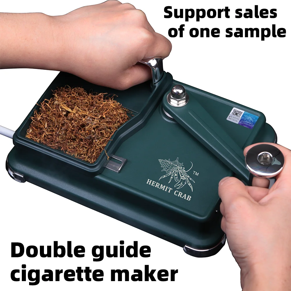 HERMIT CRAB plateado 6,5mm doble guía fabricante de cigarrillos almohadilla antideslizante de pie romano fabricante de cigarrillos Manual doble guía cigarrillo