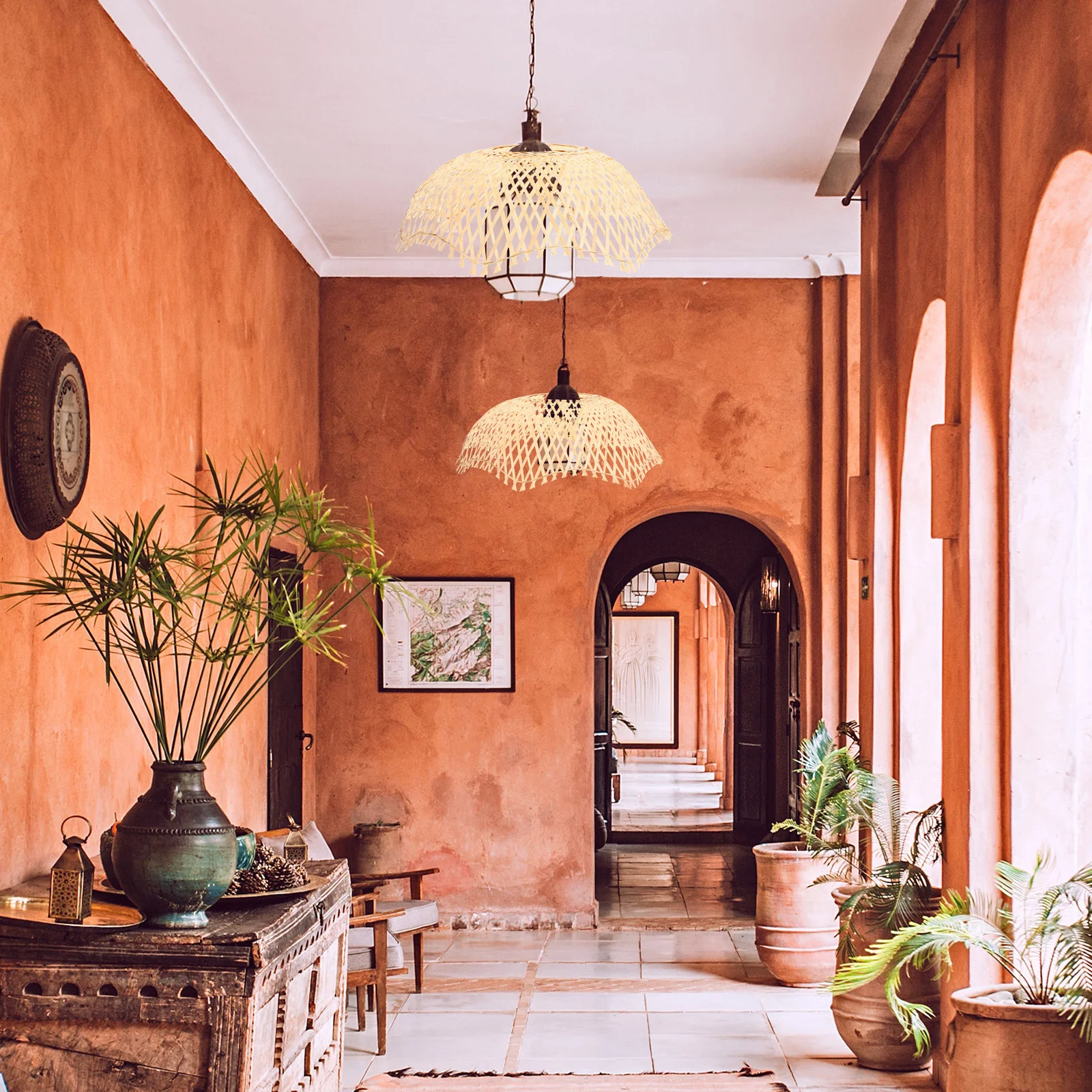 

Бамбуковый абажур, тканый дизайн премиум-класса, мягкий свет, защита глаз, простая установка, домашний декор для отеля, абажур, крышка настольного светильника