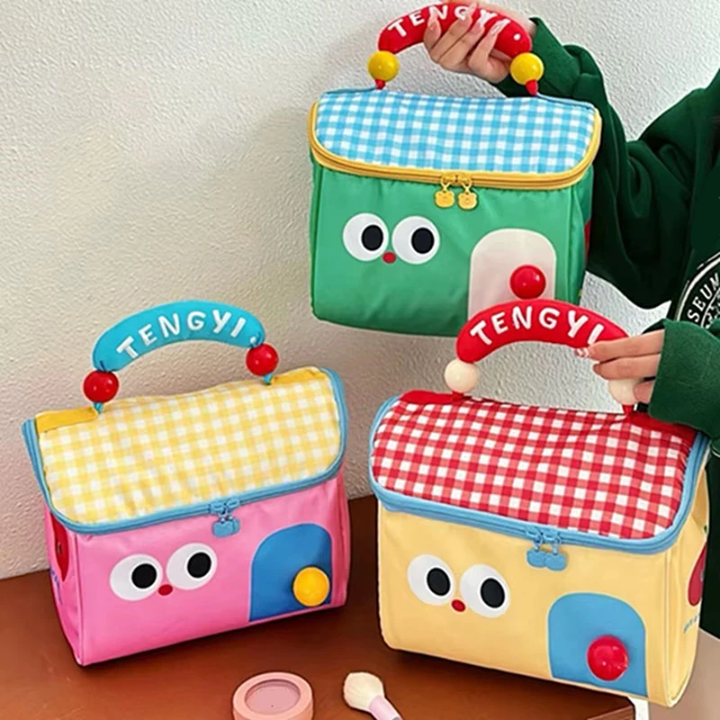 Cute Cottage Makeup Bag Large Capacity Multifunctional Fresh-Keeping Insulated Lunch Box Bag Handbag Beauty Bag