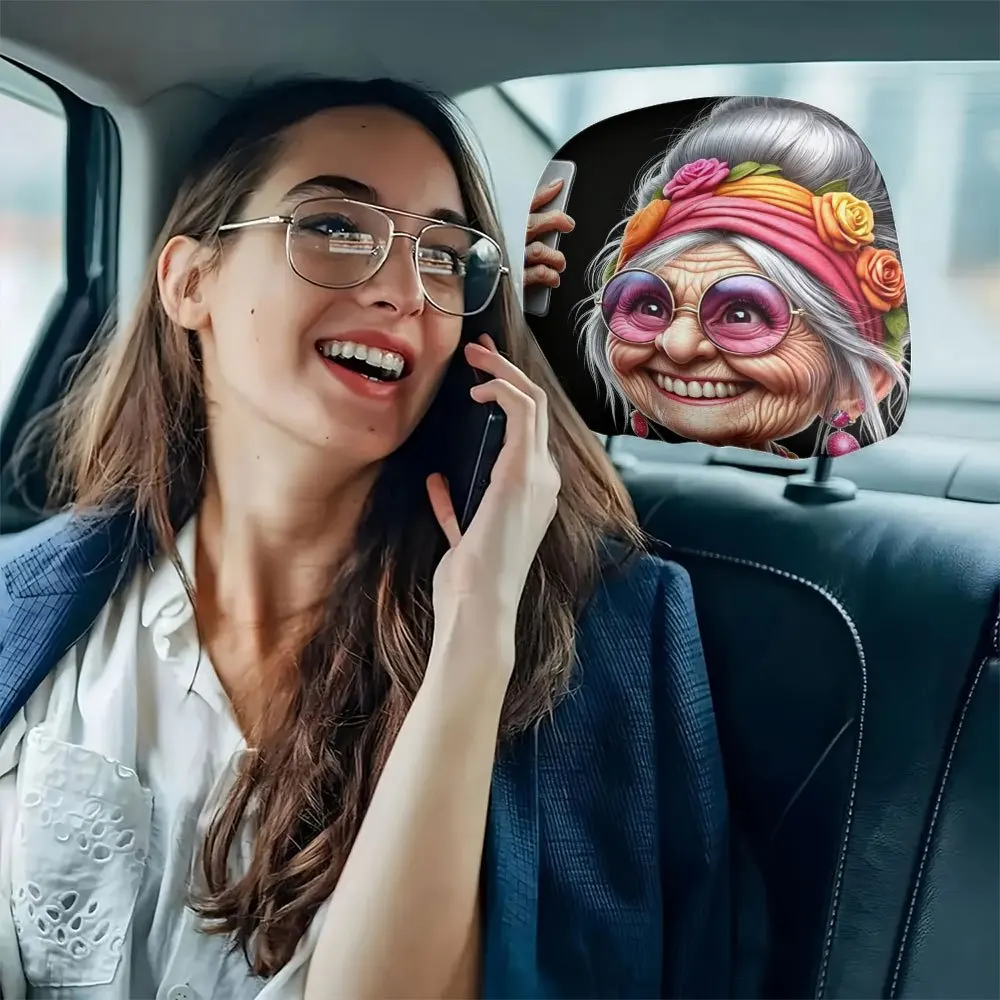 【Cool Granny】Car Headrest Cover, All-Season Universal, Car Interior Atmosphere Seat Protection Headrest Cover