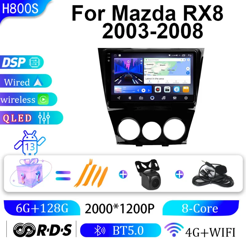 

For Mazda RX8 2003-2008 Car Multimedia Player Android Car Player GPS WIFI Carplay 4G Car Radio Navigation Stereo Car Electronic