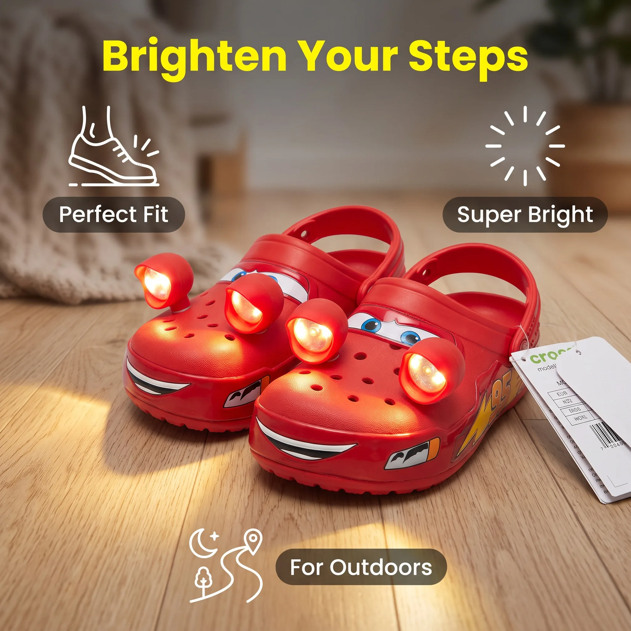8 Pcs LED Shoe Lights PVC Safety Lights for Night Walking, Camping & Dog Walking, 3 Lighting Modes Shoe Accessories