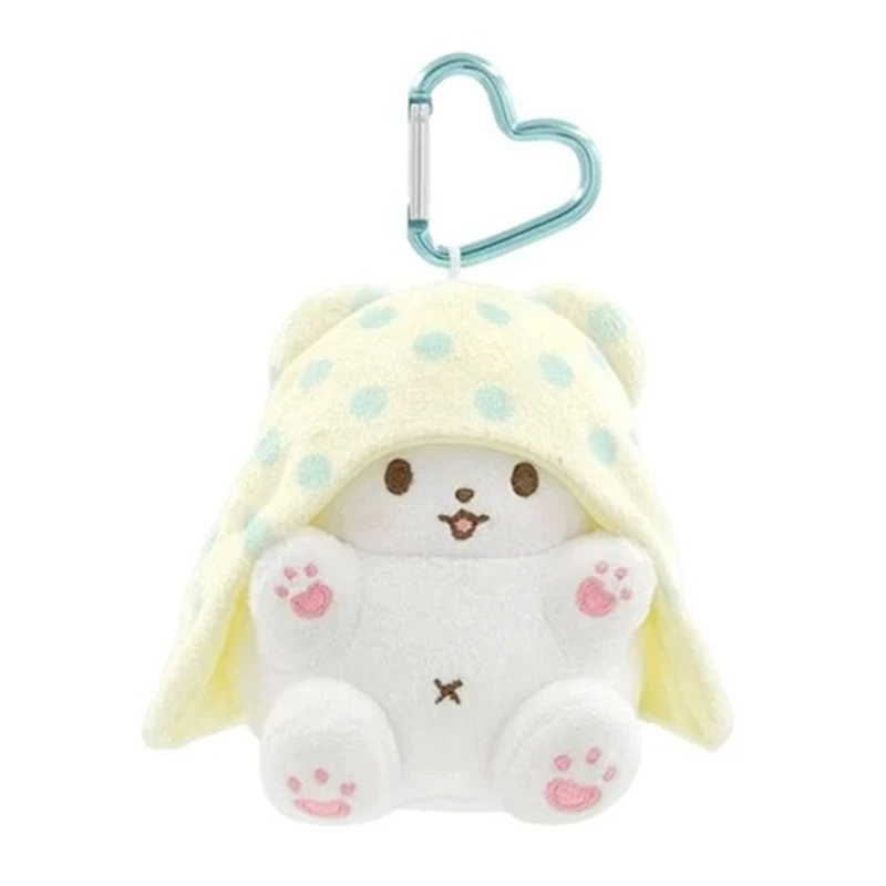 Marumofubiyori Plush Keychain Clip Moppu Bear Kawaii Cute Bag Keychains Mascot Keyring Keyholder Girls Toys