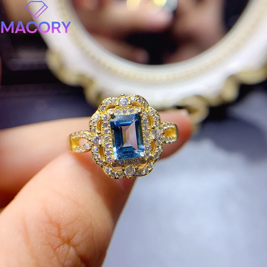 Natural topaz ring female luxury sterling silver 925 female ring free shipping Valentine's Day jewelry with certificate.