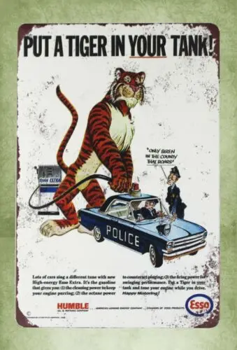 Esso gas put a tiger in your tank tin metal garage signs