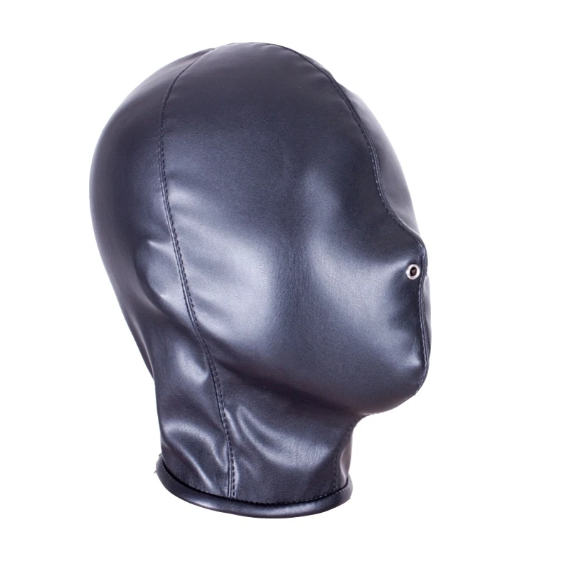 Maschera in pelle unisex a pieno facciale per uomo donna Giochi di società Copricapo Cosplay Accessori sexy Maschera divertente per Halloween con cerniera