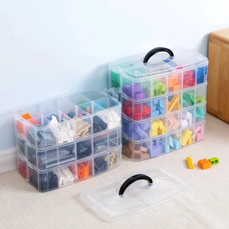 

1PC Plastic Storage Box With Muti Compartments Transparent Fixed Plastic Storage Grid Box With Lid Home Groceries Storage Case