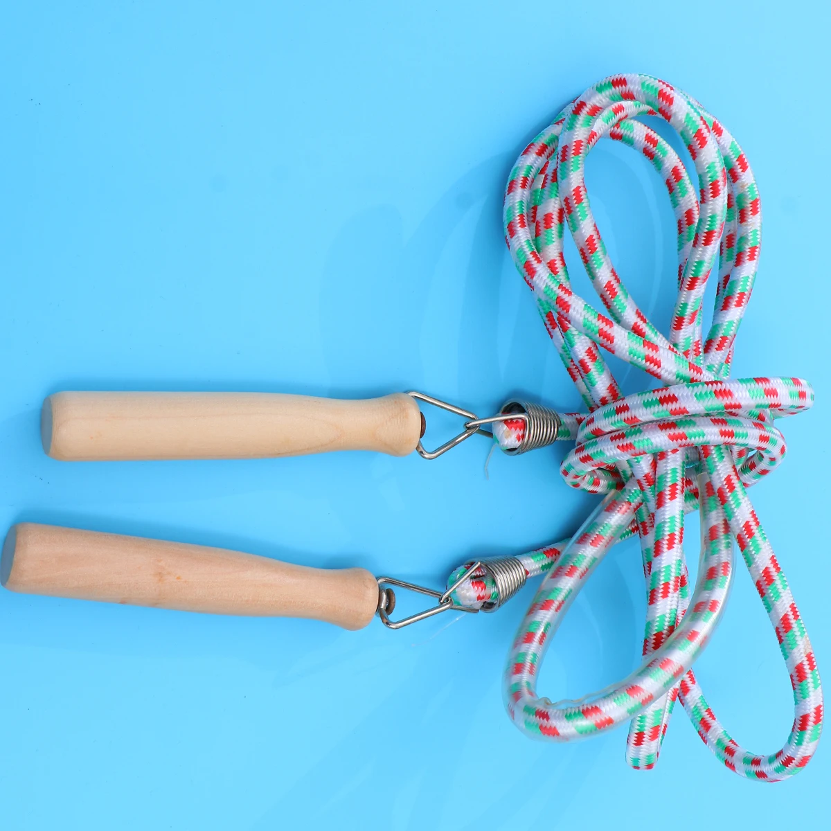 

Weaving Cotton Jump Rope Adjustable Wooden Handle Green Red 3M Training Group Single Sports