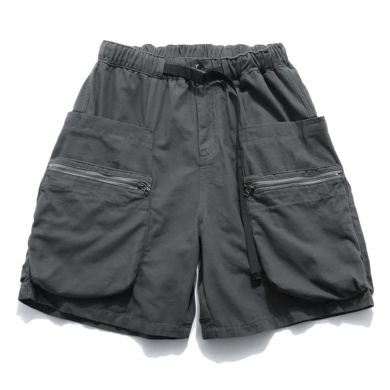 2025 여름 새로운 기능성 물 세척 사용 지퍼 작업 반바지 남성 패션 유행 브랜드 미국 느슨한 캐주얼 오각형 바지