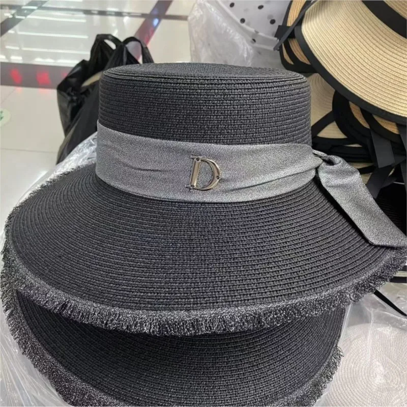 Versatile ruffled hat women's flat top woven sunshade