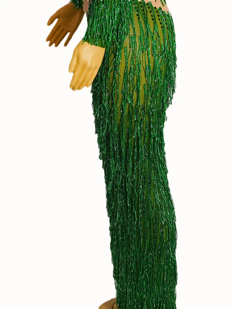 Nude Mesh Blue Green Purple Grey Brown Fringe birthday Party Festival Evening Dresses Drag Queen luxury celebrity Costume