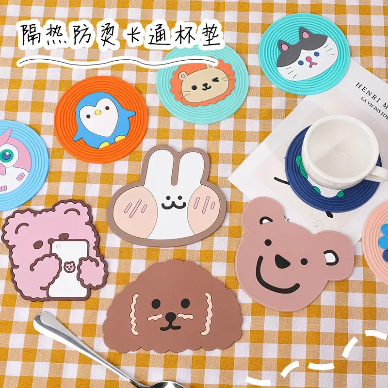 

Household Non - slip Insulation Silicone Tea Coaster, Bowl Mat, Heat Resistant, Cute Creative Cartoon Animal Table Mat