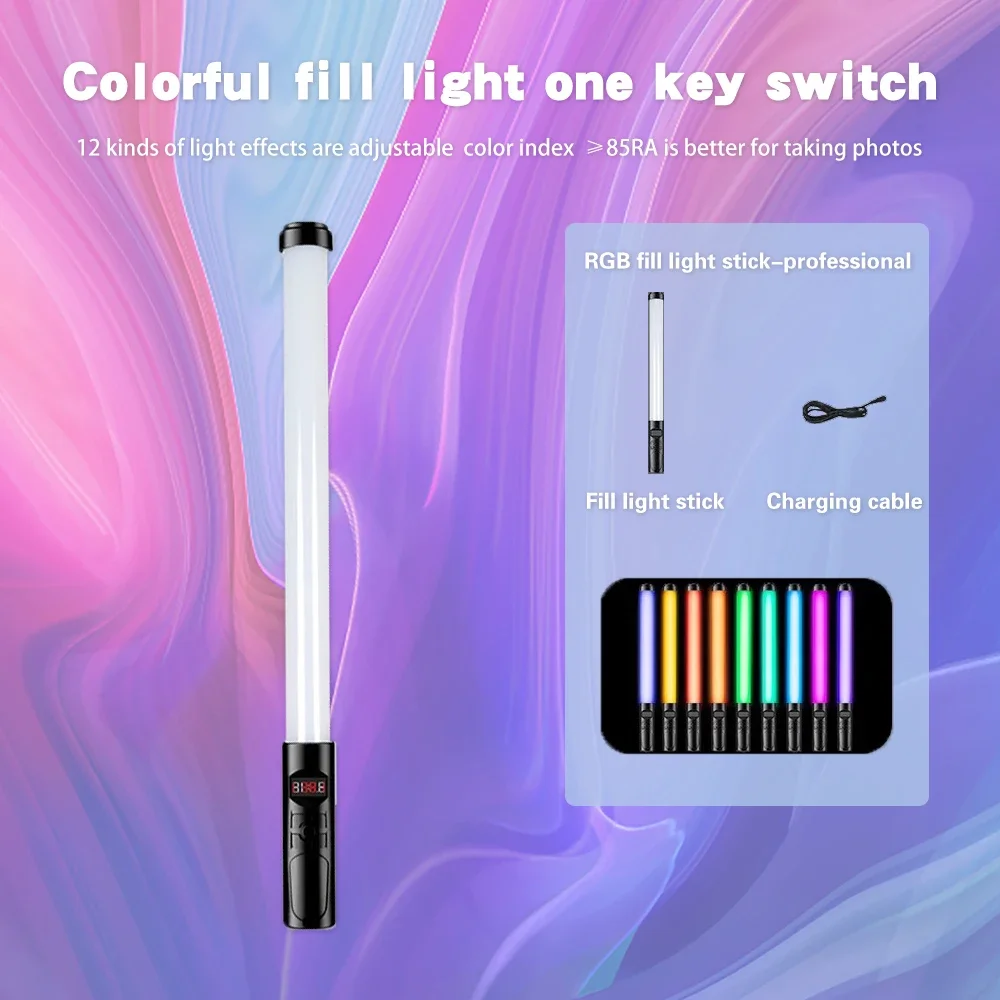 Desiontal RGB Photographic Lighting Mini Handheld 19.68inch LED Light Stick Tube Stick Lamp For Video Vlog Long Endurance