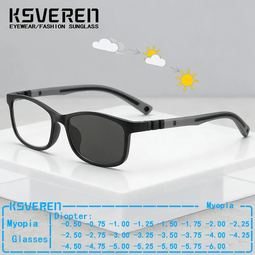 

Sport Photochromic Myopia Glasses Men Women Prescription Optical Eyeglasses Discolored Driving Nearsighted Eyewear Customized
