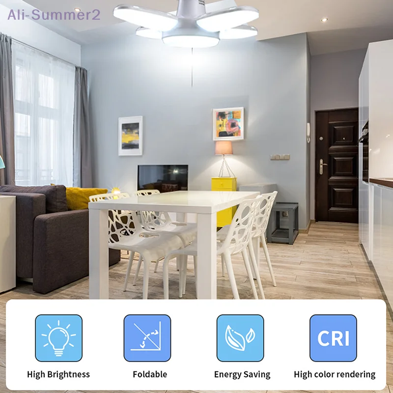 28W Super lumineux E27 LED ampoule ventilateur pliant feuille plafonnier 85-265V 40/50/56 LED s lampe intérieure ampoule maison lumière décoration