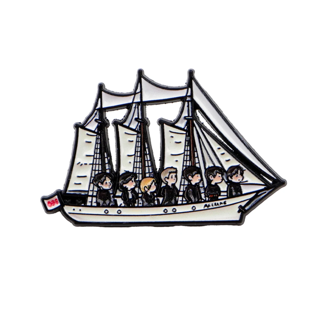 Segelboot-Emaille-Pin: Cartoon-Sechsmänner-Schiff-Reversbrosche, Vintage-Matrosenabzeichen für Jeansjacken, Rucksäcke, Fans, Schmuckgeschenk – Detail 2