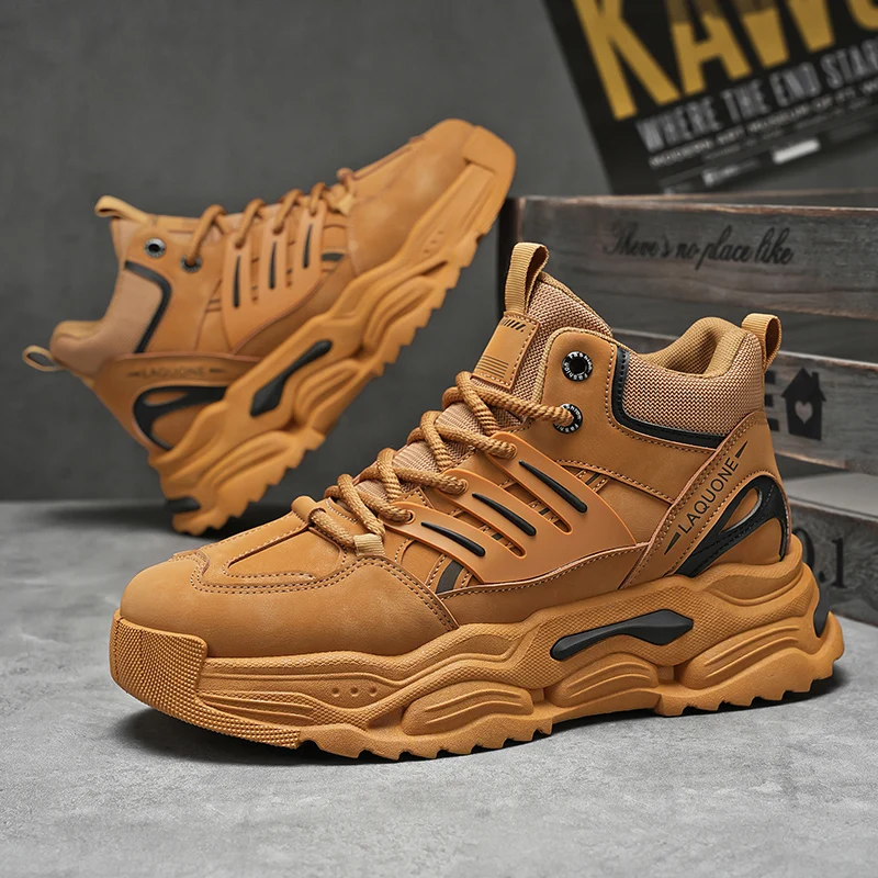 

Спортивная обувь на высокой платформе, ботильоны, нескользящие уличные ботинки, износостойкие повседневные кроссовки, зимняя спортивная обувь для мужчин, новинка