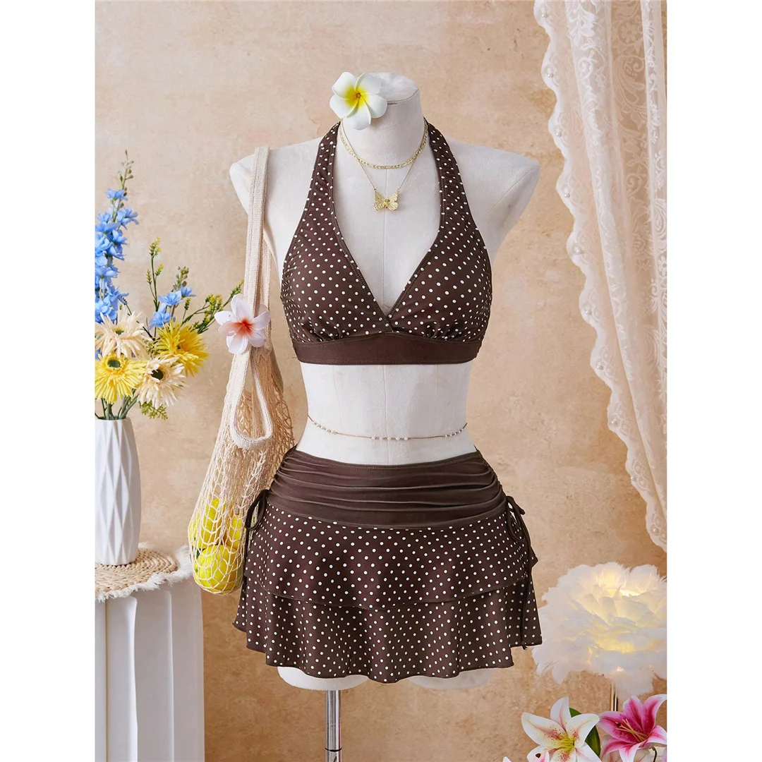 S - XL Mit Rock, Polka-Dot-Blumen-Bikini, Damen-Badebekleidung, dreiteiliges Bikini-Set, Badeanzug, Badebekleidung, Schwimmbekleidung V8518 – Detail 26