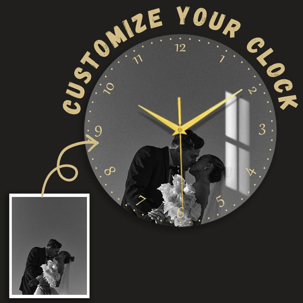[customized]Print Your Photos on the Clock, Wall Art Clock, Quartz Clock,Silent Clock, idea gift 12/14inch