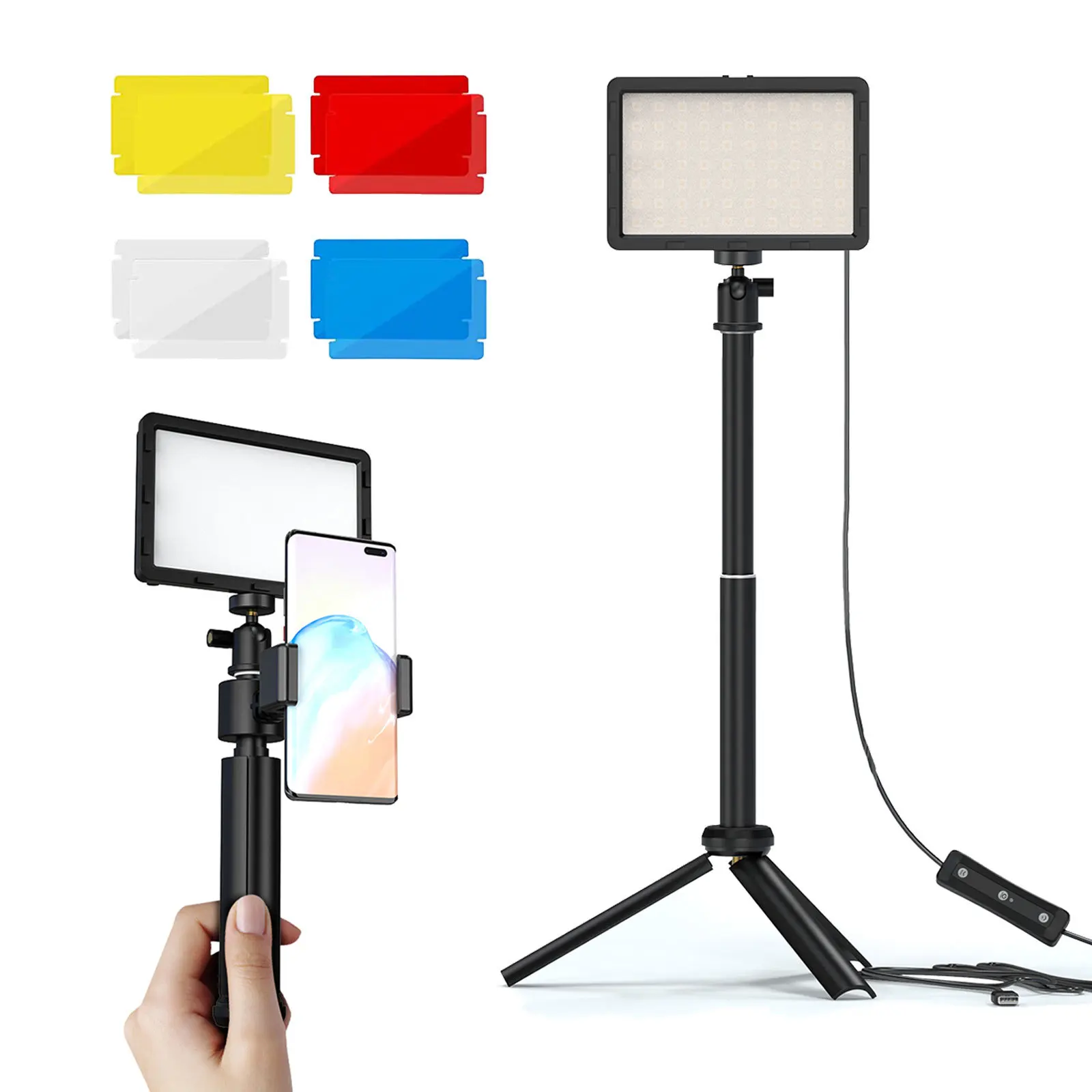 Studio fotograficzne LED zestaw lampa fotograficzna oświetlenia panelu lampa wideo z stojak trójnóg filtrami RGB do fotografowania przekaz na żywo