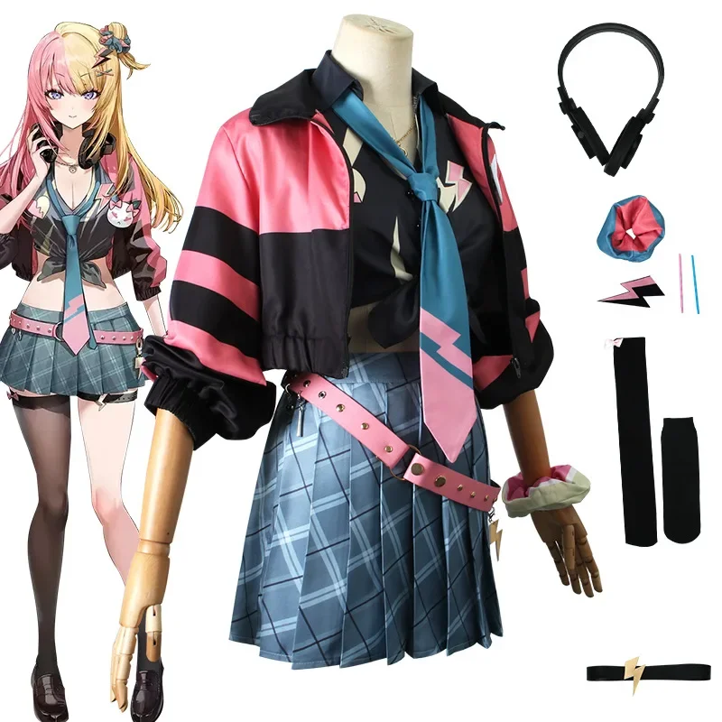 Kotoka Torahime Cosplay Anime Vtuber ENXSOLEIL Vestito Fresco Costume Ragazza Uniforme Giubbotti Gonna Accessori Luxiem Gioco di Ruolo Set XC1