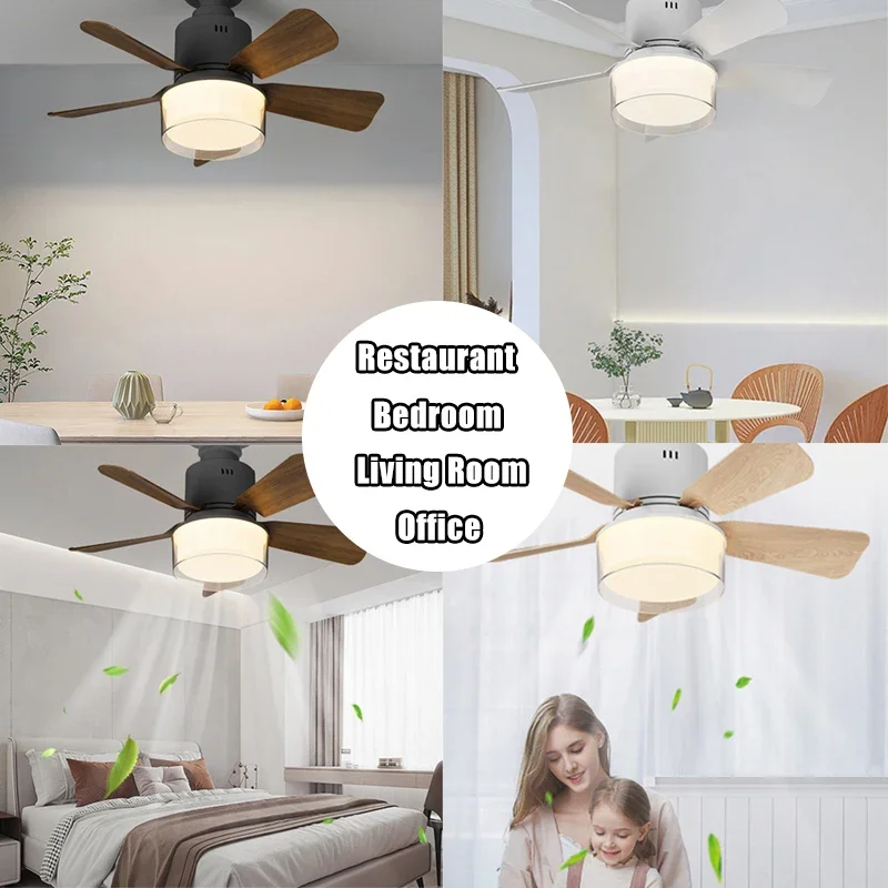Ceiling Fan With Lamp Modern and Simple Silent Ceiling Fan With Rod 4 Speed APP and Remote Control Fan Lights for Bedroom Lights