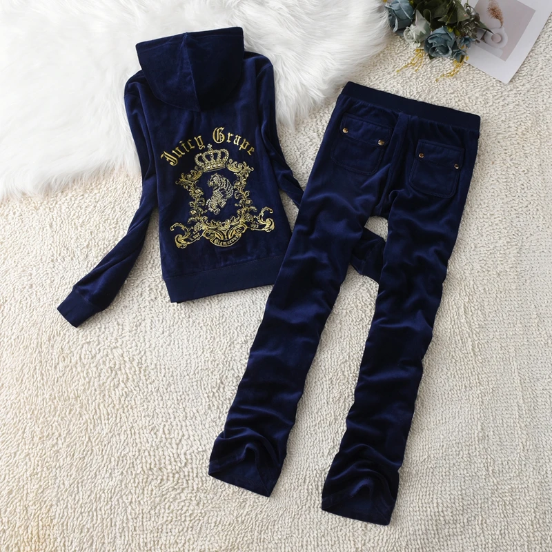 Y2K Fashion Slim Women Sporting Suits Outdoor Velvet Long Sleeve Jogging Tracksuits Hooded Collar Sports Sets for Women 2 Pieces