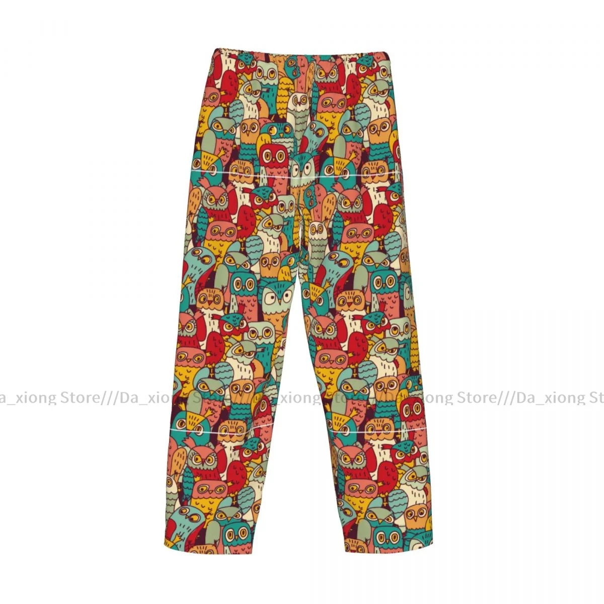 Funny Owls Group Color Seamless Pattern Mens Pajamas Pyjamas Pants Lounge Pants Sleep Bottoms