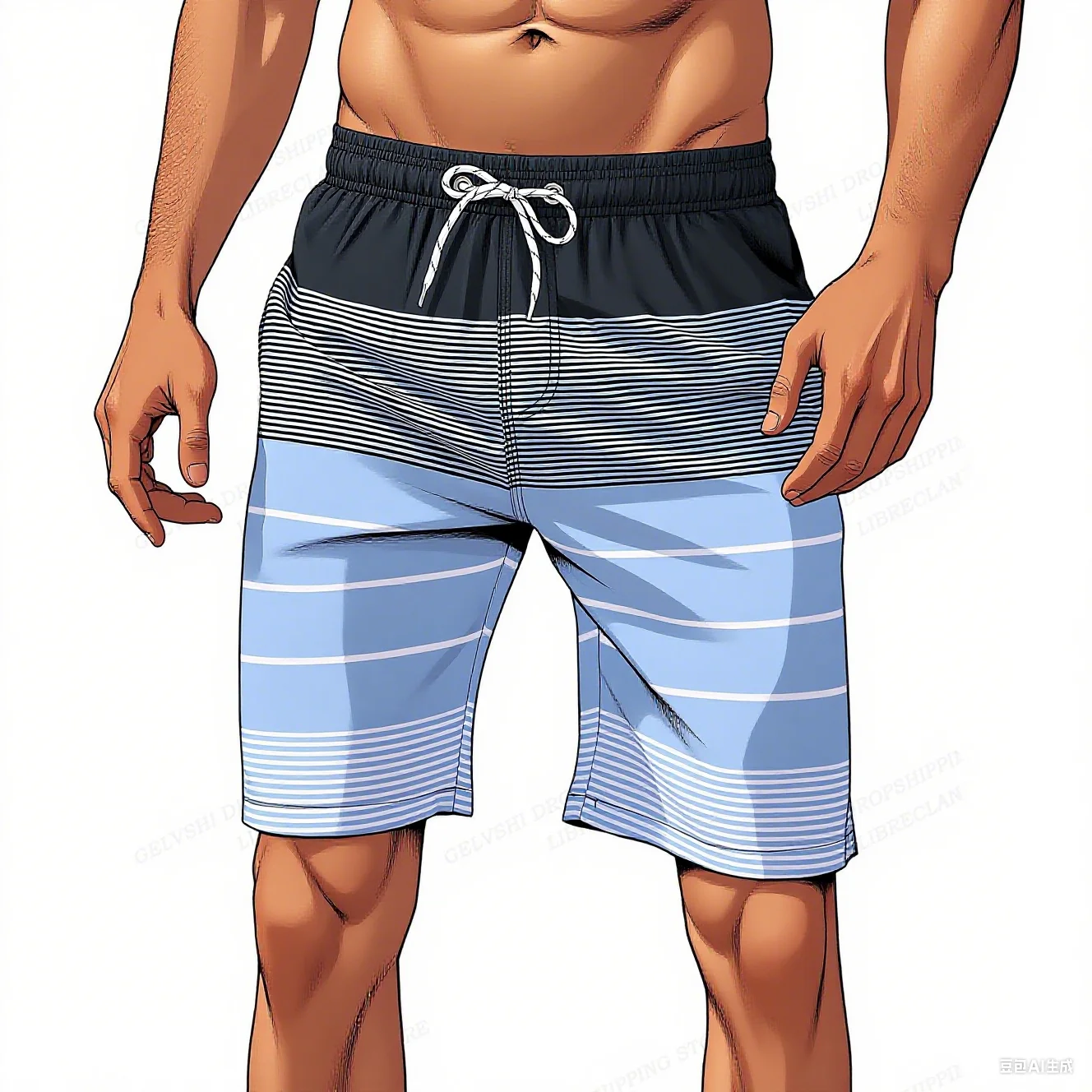 

2025 Striped Beach Shorts Men's Fashion Swimsuit Surfboard Shorts Underwear Fitness Pants Men's Underwear Swimsuit Children's Be