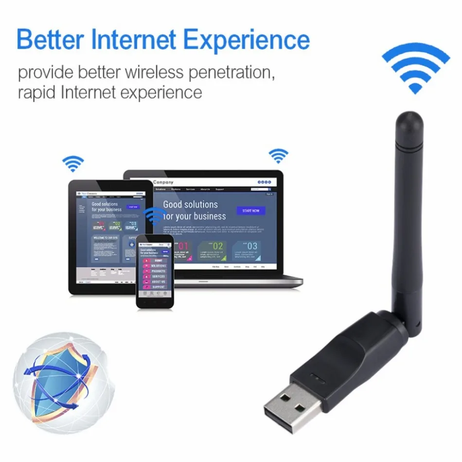 150Mbps WIFI Adapter Wireless Network Card MT7601 USB WiFi Adapter LAN Wi-Fi Receiver Dongle Antenna 802.11 b/g/n for PC Windows