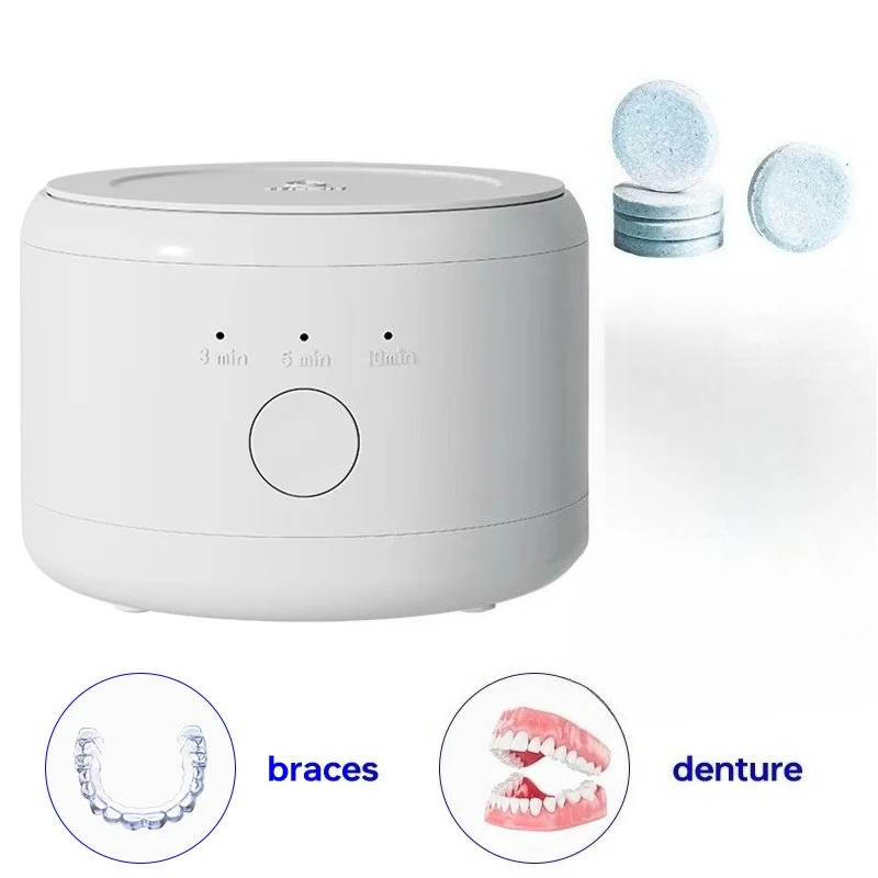 

Автоматический очиститель для зубных протезов, перезаряжаемый через USB очиститель, 3 режима, для стоматологического прибора, отправка 6 шипучие таблеток для чистки зубных протезов