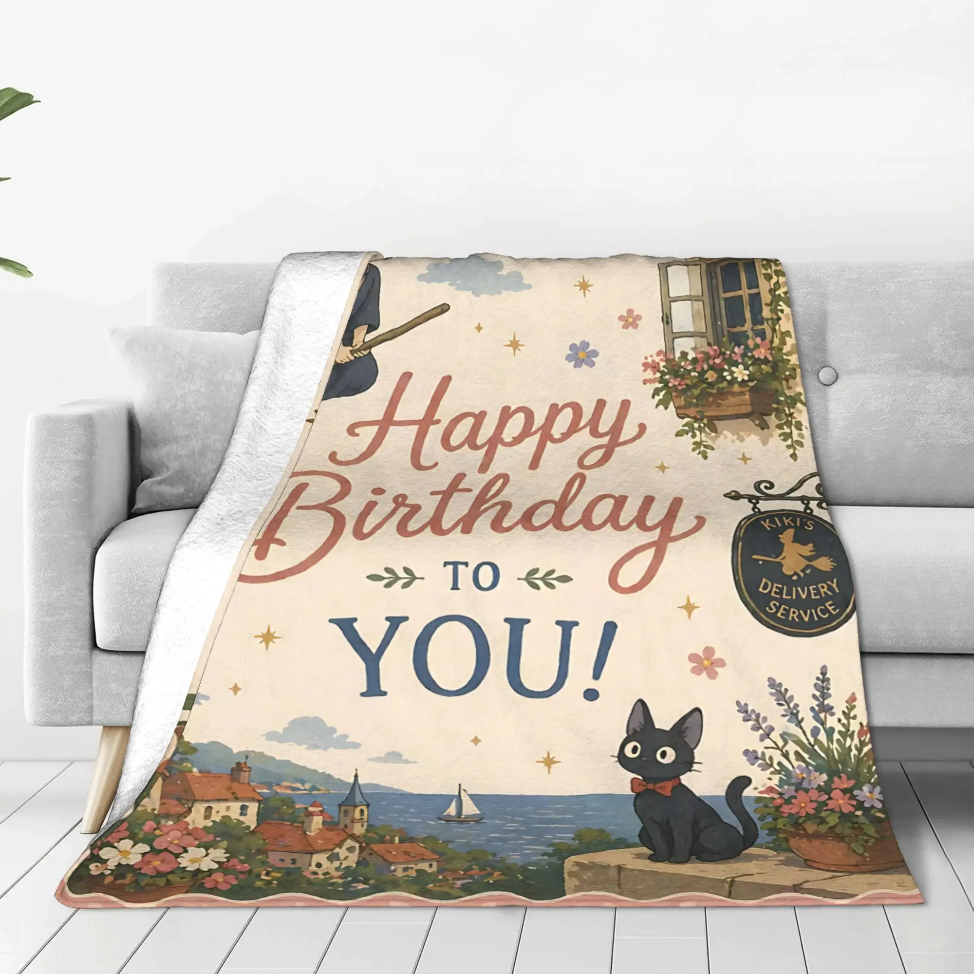 1PC home Cutecore Anime Kiki’s Delivery Service  Blanket Super Cosy Plush Home Living Room Sofa halloween