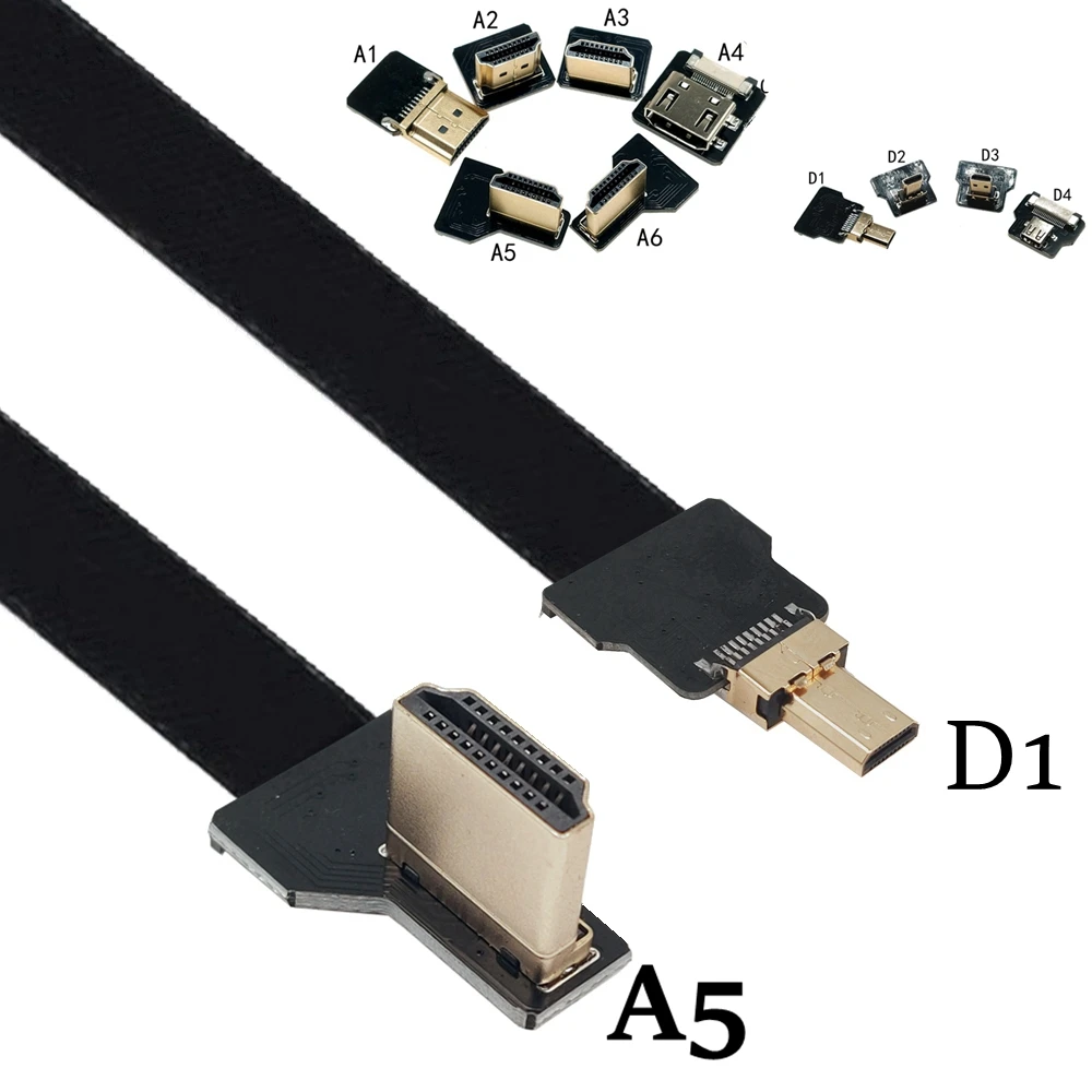 FPV HDMI 90 Degree Adapter, Flat FPC Tape,MICRO HDMI Compatible, 20 Pin Cable Pitch for Multicopter Aerial Photography