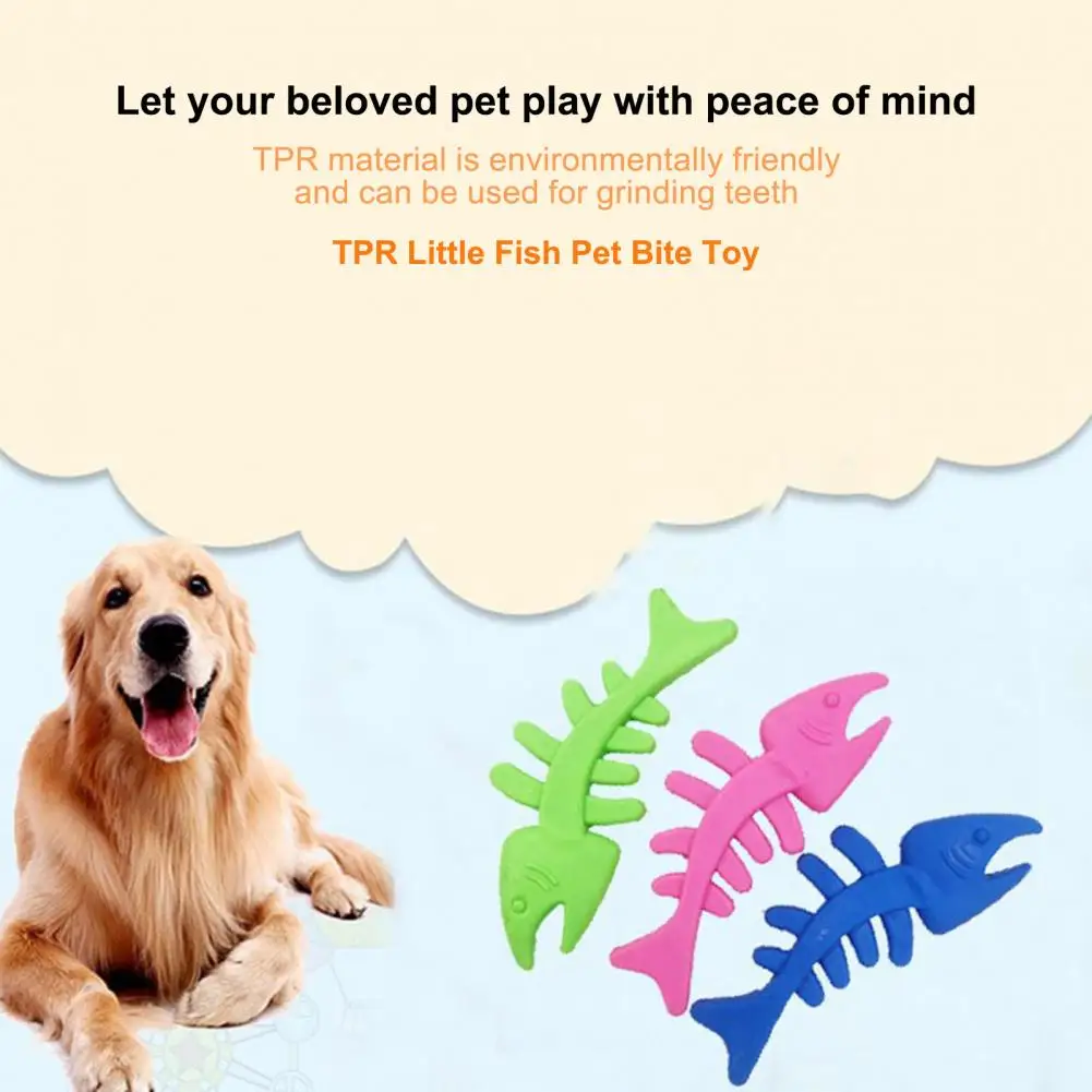 TPR Rubber Dog Chew Toy Bite-resistant Rubber Pet Dog Toy for Teeth Sharpening Bite-resistance Fish Bone Design Pet Chew Toys