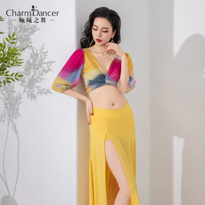 Customized Belly Dance Costume Welfare Edition Color Contrasting Practice Dress Set Simple Oriental Dance Clothing Class Wear