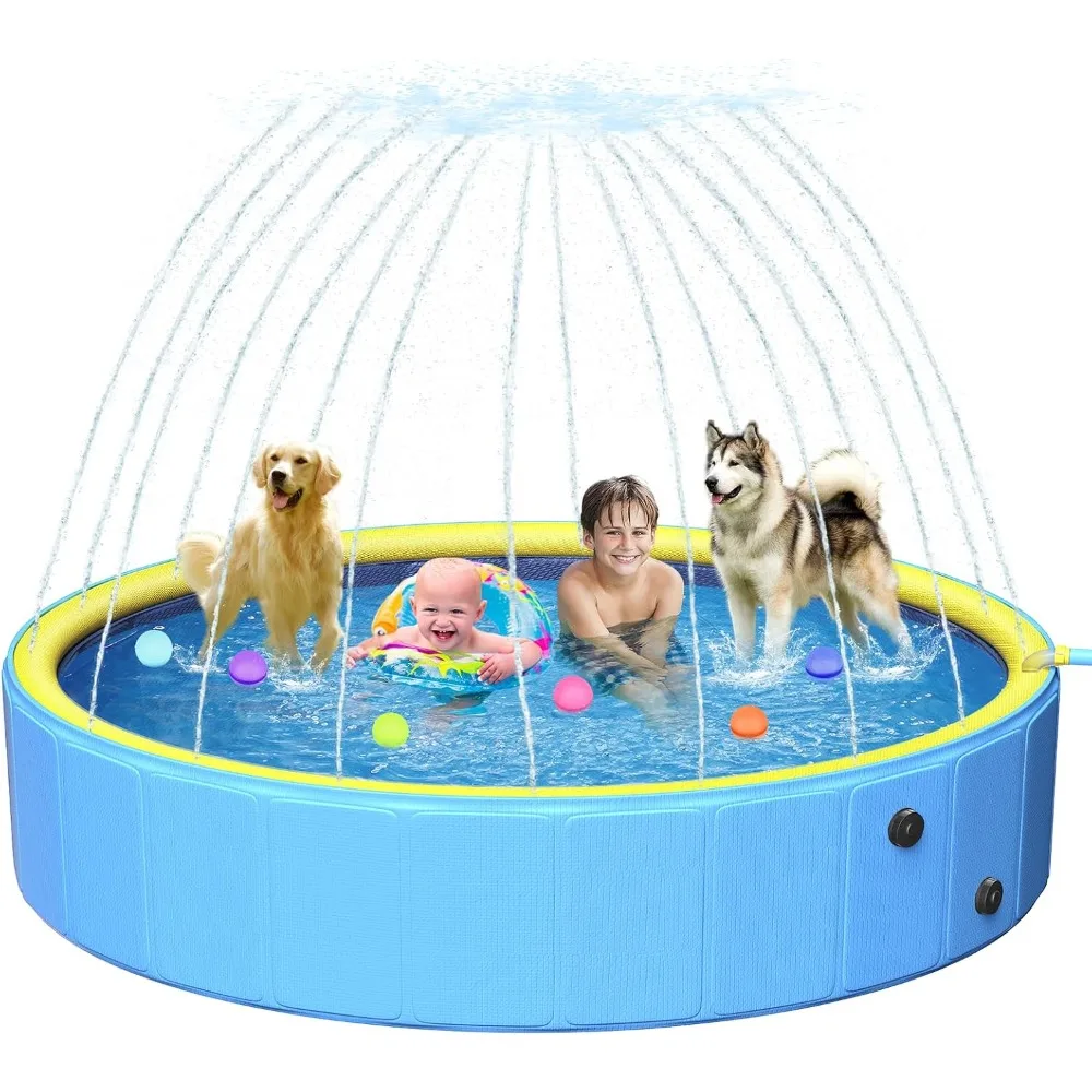 

Sturdy Hard Plastic Dog Pool Anti-Slip 63In, Foldable Portable Kiddie/Kids Sprinkler Swimming Pools, Duck Pet Large Bath Dog