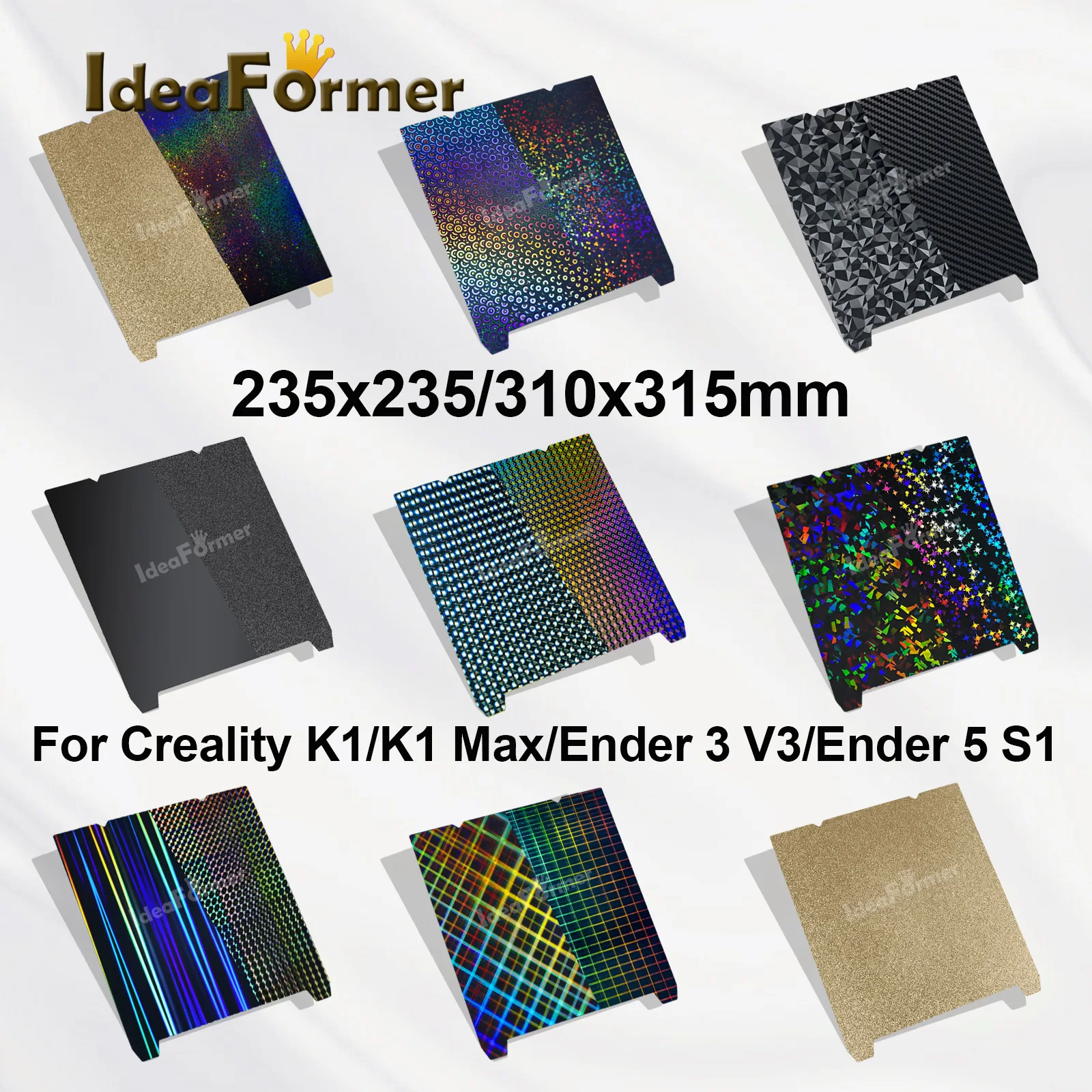 Creality K1 Max Build Plate 3Dprinter Heat Paper Creality k1 Build Plate Smooth H1H PEO PET Texture PEI Sheet 235x235 310x315mm