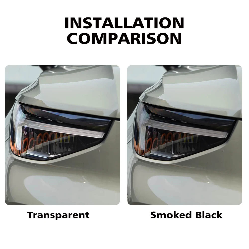 Premium High-Gloss Smoke Black TPU Headlight Protection Film for Volvo C40 EC40 2021-2026 Pre-Cut PPF Anti-Scratch Vinyl Kit