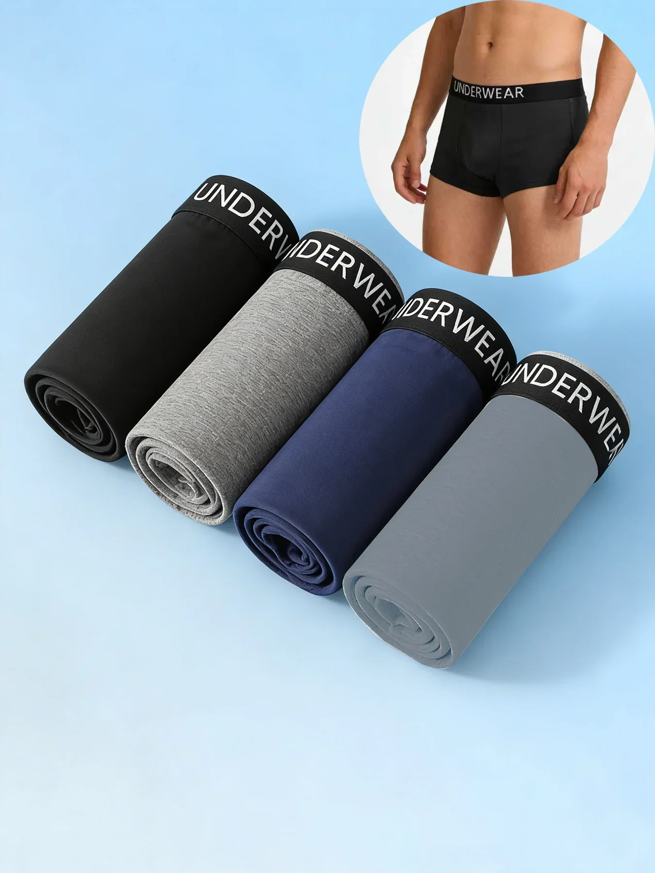 4-piece set - Washable and durable, not prone to deformation, balancing comfort, durability and appearance - Men's underwear