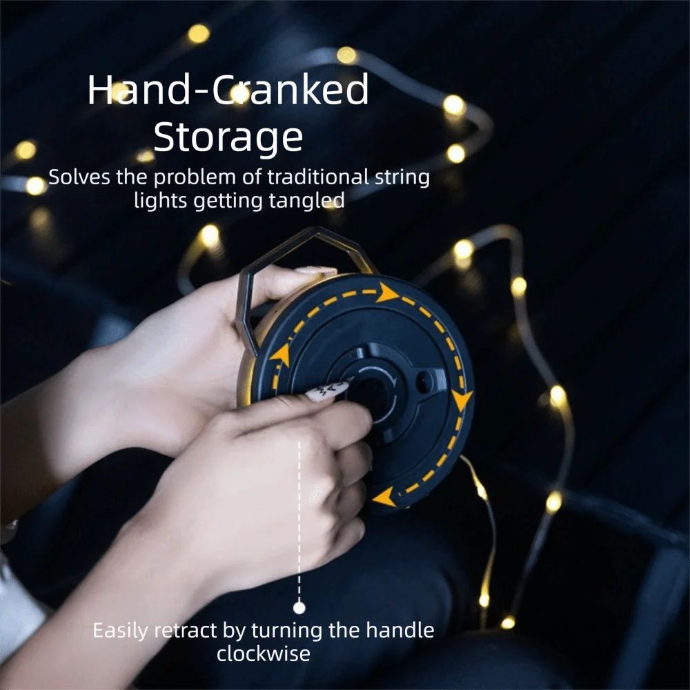 LED Light Tent Light Light String Hand Crank Power LED Outdoor Tape Measure Lamp Storage System Light Strip Ambient Light String