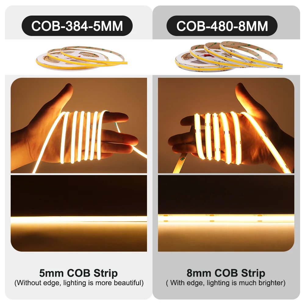 COBLEDストリップライト12V,フレキシブル,24V,RGB,寝室の装飾用,暖かい白,赤,青,緑,ピンク,黄色