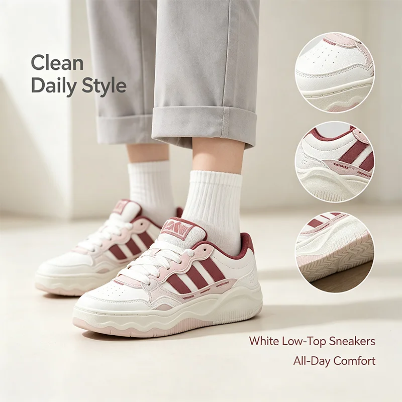 Adidas Originals White Red Low-Top Casual Sneakers for Women Men Lightweight Breathable Walking Shoes Soft Sole Fashion Sneakers