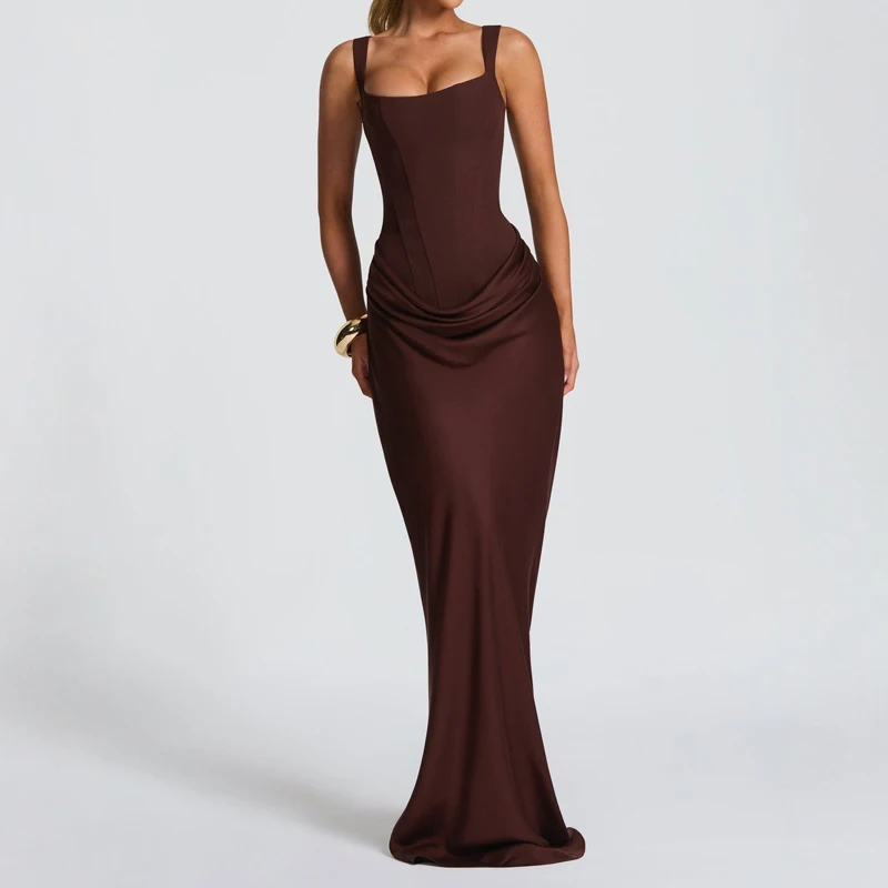 Elegante uitgeholde visgraat gesmoorde taille bodycon jurk temperament hoge taille wrap heupjurk sexy effen fit halter avondjurk