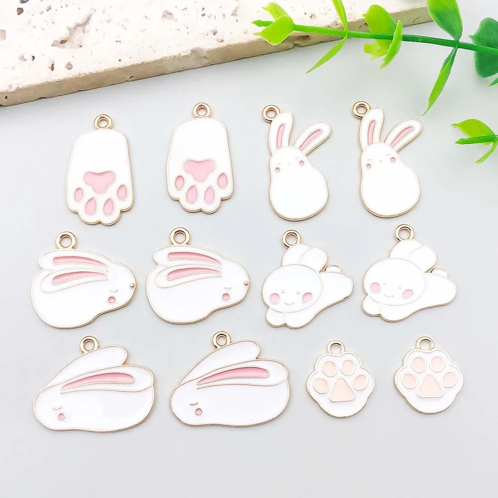12 قطعة/الوحدة لطيف الكرتون الأرنب سحر سبائك الحيوان المعلقات ل سوار ذاتي الصنع قلادة أقراط مجوهرات صنع الملحقات #1